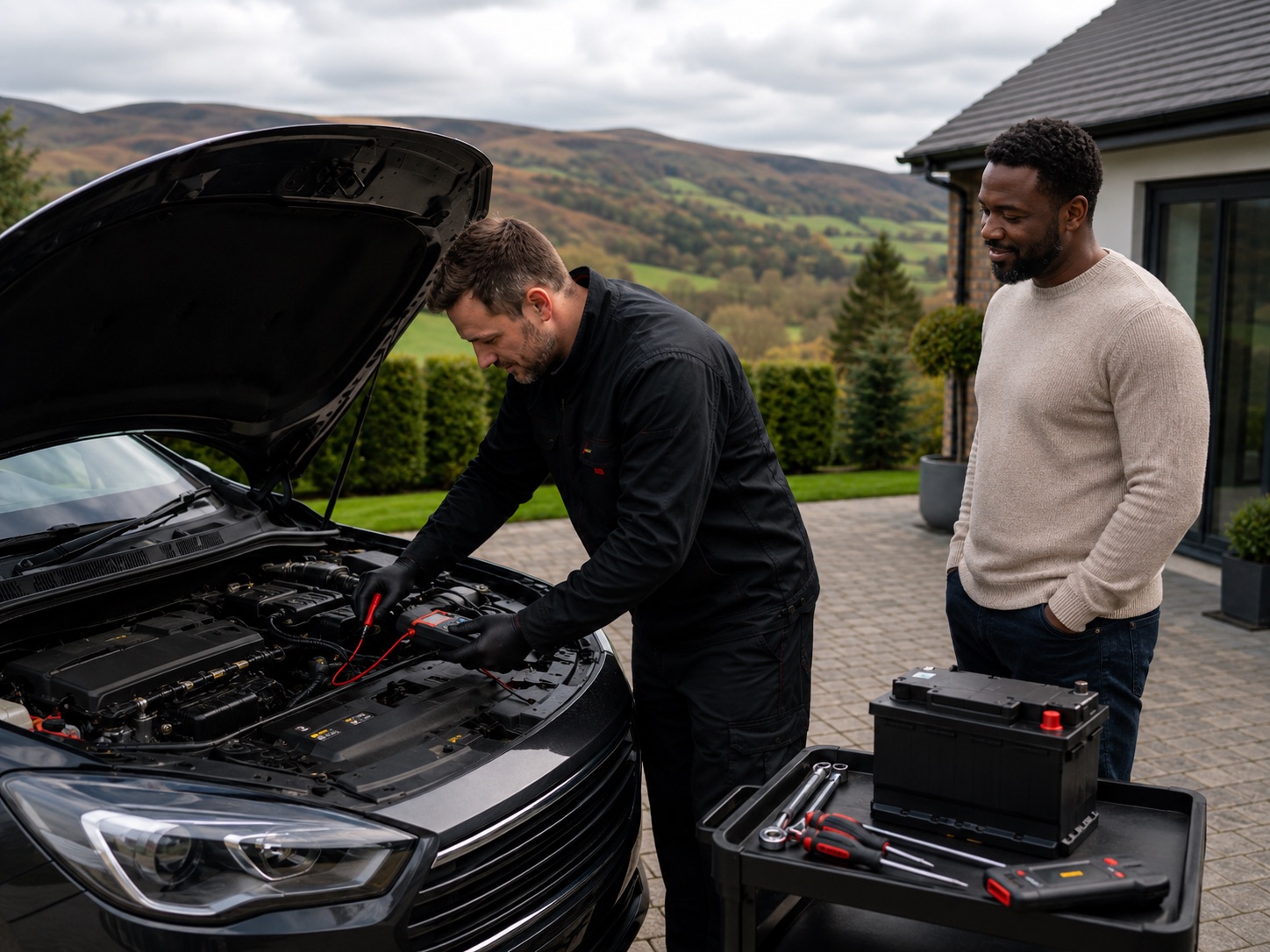 Car battery replacement and electrical work