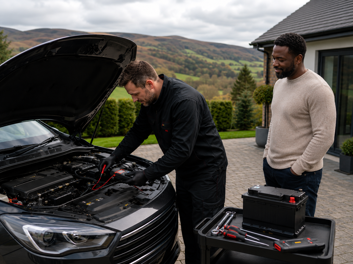 Car battery replacement and electrical work